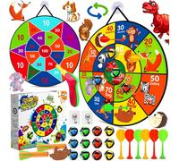 Jeu De Fléchettes Pour Enfants,66 Cm Double Face Jouets De Sport Sûr Enfants De Fléchettes Avec 12 Balles Collantes,6 Fléchettes,1 Pistolet Et 2 Crochets Jouets Cadeaux Pour Garçons Filles