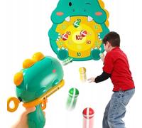 Jeu de fléchettes pour enfants avec dinosaures - Cible 43 x 38 cm avec 2 pistolets et 12 balles - Jouet pour garçons et filles - Jeu d'adresse sûr pour la famille et les fêtes