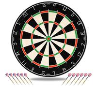 Jeu de fléchettes professionnel de 45,7 cm en jute avec 12 pointes en acier et système de fils ronds pour réduire les rebonds - Cible rotative pour pub, famille, bureau