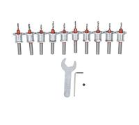 Jeu de Forets à Fraiser, 10 Forets à Fraiser PCS Mèche à Fraiser Conique à Butée Réglable pour Bois, Plastique, Métal Mou