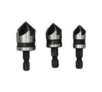 Jeu de forets à fraiser à tige hexadécimale à 5 cannelures pour le travail du bois 12 mm 16 mm 19 mm en acier à haute teneur en carbone outil de chanfrein à cinq lames forets à fraiser en acier à en