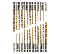 Jeu de forets à queue en titane de 26 pièces, forets en acier à coupe rapide hexagonale, acier à coupe rapide de 1,5-6,5 mm, ensemble de forets HSS revêtus de titane, Forets à métaux