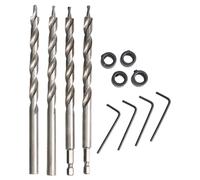 Jeu de forets de poche - 3/8" de diamètre avec butée de forage profonde, embouts hexagonaux et ronds de 1/4" pour gabarits de trous de poche Kreg et compatibles