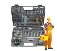 Jeu de forets - Embouts en acier | Kit de forage avec étui de rangement | Kit combo complet avec boîte de transport pour réparation travail du bois travail des métaux maçonnerie menuiserie