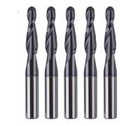 Jeu de forets en carbure, Fraises coniques à 2 cannelures, mèche de routeur en spirale carbure tungstène 3.175/4/6/8mm 5 pièces(5PCS R1.0 15 D4)