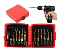 Jeu de Forets et Tarauds,13 Pièces D'Accessoires Pour Outils Électriques En Titane | Ensemble De Forets À Tarauder Métriques - Pour L'Ébavurage Le Fraisage Et L'Installation De Robinet