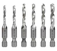 Jeu de forets et tarauds HSS, tarauds à queue hexagonale, tarauds composites for machines, bouchons 6-32, 8-32, 10-24, 10-32, 12-24, 1/4-20, outils de filetage à pointe hélicoïdale(N0.3)