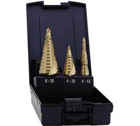 Jeu de forets étagés HSS Exact 07014 4 - 12 mm, 4 - 20 mm, 6 - 30 mm TiN 1 set - 3 pièces