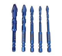 Jeu de Forets Excentriques M35, 5 Pièces, Embouts Hélicoïdaux en Acier au Tungstène, Tige Hexagonale 1/4 Pouces 5/16 Pouces 3/8 Pouces 1/2 Pouces pour Verre, Céramique, Carrelage