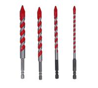 Jeu de Forets Hélicoïdaux Excentriques en Carbure M35, 4 Pièces, Tige Hexagonale 6,35mm, Longueur 150mm, pour Béton, Céramique, Bois et Verre