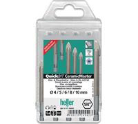 Jeu de forets QuickBit® Ceramik Master 5 pces. D.4,5,6,8,10mm tige 6 pans HELLER
