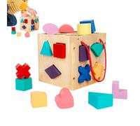 Jeu de formes pour petits enfants | Activité éducative de tri en bois avec 17 trous - Jeu de correspondance des formes | Pour enfants d'âge préscolaire et scolaire Activités Groupe Voyage Comp