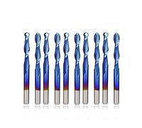 Jeu de fraises à bout sphérique, 10 pièces, mèches de fraisage en carbure à tige de 3.175mm for routeur CNC, travail du bois et gravure(3.175x2.5x17)