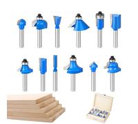 Jeu de Fraises de Défonceuse, 12 Pièces Cutter à Roulement avec Étui de Rangement, Fraises Défonceuse pour Bois 6 mm, pour Finition des Bords et Fabrication de Meubles
