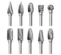 Jeu de Fraises en Carbure de Tungstène pour Dremel, 10 Pièces Fraises Rotatives à Double Coupe avec Tige de 1/8" pour Sculpture sur bois, Gravure, Perçage, Polissage, Travail du métal
