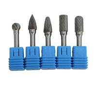 Jeu de fraises rotatives 5 pièces, tige de 6 mm, mèches en carbure de tungstène, tête de 10 mm pour meulage, sculpture, gravure sur métal et bois (ACDFG)