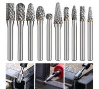 Jeu de Fraises Rotatives Carbure de Tungstène Die Grinder Bit 6mm Gravure Rotatif Burres, Accessoires de Meulage pour Métal,Fraises pour Meuleuse,Outils de Perçage pour Découpe, Ébavurage, Sculpture