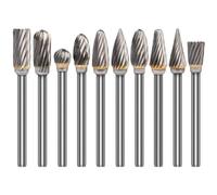 Jeu de fraises rotatives en carbure pour Dremel et outils rotatifs compatibles - Tige de 3 mm, embouts en carbure d'acier de 3 x 6 mm, forets de coupe/sculpture/ébavurage, travail du métal (A)