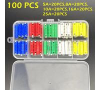 Jeu De Fusibles Pour Voiture Continental,Fusible Torpille À Barre Européenne 25x6mm Pour Voitures Classiques Vintage - Type 100pcs Box