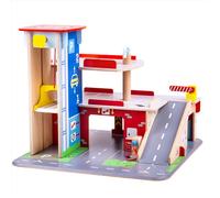 Jeu de garage en bois - BIGJIGS TOYS - Parc & Play - Multicolore - À partir de 3 ans - Avec ascenseur