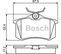 Bosch BP617 - Plaquettes de Frein Arrière pour Voiture - Qualité Bosch - Réduction du Bruit et de la Poussière - Certifié ECE-R90 - Sans Cuivre - Jeu de 4 Plaquettes - Avec Accessoires