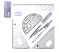 Jeu de géométrie - Kit de géométrie mathématique | Jeux de mathématiques géométriques pour étudiants | La boussole de dessin de fournitures pour étudiants contient des règles, des rapporteurs