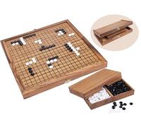 Jeu De Go Bois 31 Cm - Goban Acacia, Pierres en Bois, 2 Joueurs