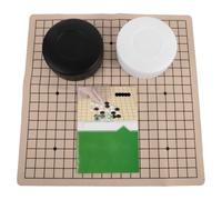 Jeu de Go Portable 19x19, Plateau Pliable Cuir Plastique | Noirs et Blancs à Simple Convexité, Bol de Rangement, Guide Débutant, Maison et Extérieur