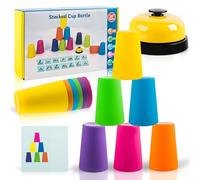 Jeu de gobelets empilables pour le sport, pour enfants et adultes, avec 12 tasses de vitesse, 50 cartes et 1 sonnette d'appel, jeu de lancer pour enfants, gobelets empilables d'entraînement