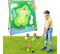 Jeu de Golf Chip Mat D'entraînement Au Golf avec 24 Balles Tapis D'entraînement Au Golf Kit de Jeu Intérieur/extérieur Cadeaux pour Anniversaires Et Fêtes Comprend Club, Tee