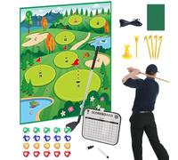 Jeu De Golf D'Intérieur Chip and Stick,Tapis de Frappe Adhésif,Kit De Jeu De Golf À Double Face avec 20 Balles | pour Et Adultes, pour L'Entraînement Et La Pratique en Intérieur
