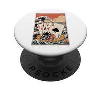 Jeu de Hasard Japonais ACES Wave Poker Anime Vintage PopSockets PopGrip Adhésif