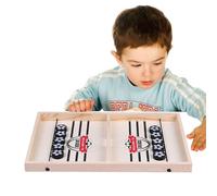 Jeu de Hockey sur Table à Lanceur Élastique | Jeu De Table Interactif en Bois | de Palet Hockey avec Design de Football,pour, Adolescents, Adultes, Fêtes, Intérieur, Voyage