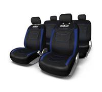JEU DE HOUSSES COMPLET PREMIUM SPARCO NOIR LISERE BLEU PVC+POLYEST