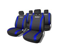 JEU DE HOUSSES COMPLET SPARCO NOIR AVEC BANDES BLEUES (LOGO AV SEULEM