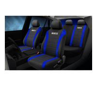 Jeu De Housses Complet Sparco Noir Avec Bandes Bleues -Logo Av Seulement-