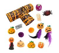 Jeu de interactifs pour chat, jeu de pour chats à 3 canaux | Jouet tunnel pour chat d'Halloween | Souris pliables à ressort de boule de plume de vous