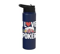 Jeu de jetons I Love Poker Casino Cards Stainless Steel Insulated Water Bottle