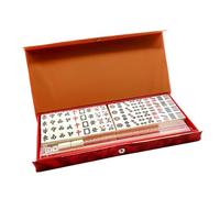 Jeu de jetons Mahjong - Mini set chinois Mahjong | Collection complète de 144 pièces avec 2 dés et 4 supports | Carreaux classiques portables pour adultes, joueurs, soirées de jeux et entrée