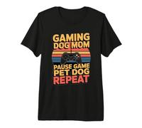 Jeu de Jeu pour Chien et Maman - Répétition rétro T-Shirt Haut de Gamme