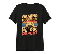 Jeu de Jeu pour Chien et Maman - Répétition rétro T-Shirt Haut de Gamme