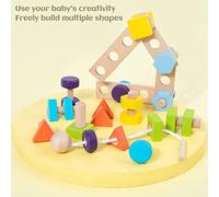 Jeu de Jouets Assortis D'écrous en Bois de Haute qualité, Jeu de Perles à Assembler en Forme de Couleur pour Enfants (Genericgi4ynetopd-10317120)