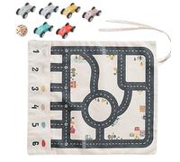 Jeu De Jouets De Voiture en Bois - Playset De Voyage pour avec Véhicules en Bois Et Tapis Pliable | Activités d'apprentissage Logique pour D'âge Préscolaire, Jouet Educ