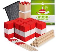 Jeu de Kubb Ocean 5 Competition, 9×9×30 cm, rayé rouge/blanc