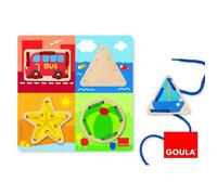 Jeu de laçage en bois - GOULA - Laçage objets - Pour bébé de 3 ans et plus