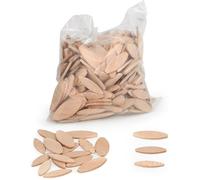 Jeu de lamelles assemblées, type 0, 100 lamelles en hêtre massif par format. Convient aux fraiseuses à bois/fraiseuses à bandes.