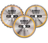 DeWalt DT1964 Jeu De Lames De Scie Circulaire 3 Pièces - 305 X 30 X 24t / 48t / 60t - Bois