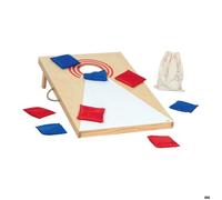 Goki Jeu de Cornhole en bois et coton - 8 sacs, pieds pliables, sac de transport