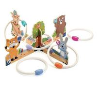 Jeu De Lancer D'anneaux En Bois Animaux De La Foret - 1 Support, 5 Anneaux Corde, 1 Sac - Plein Air, Adresse Enfant