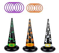 Jeu de Lancer d'Anneaux Gonflable,Jeu Exterieur Enfant Adulte 3 Sorcière avec 10 Anneaux,Amusant Jeux Gonflable Piscine Intérieur Extérieur Jeux Familial pour Jardin Fête de Halloween Pool Party